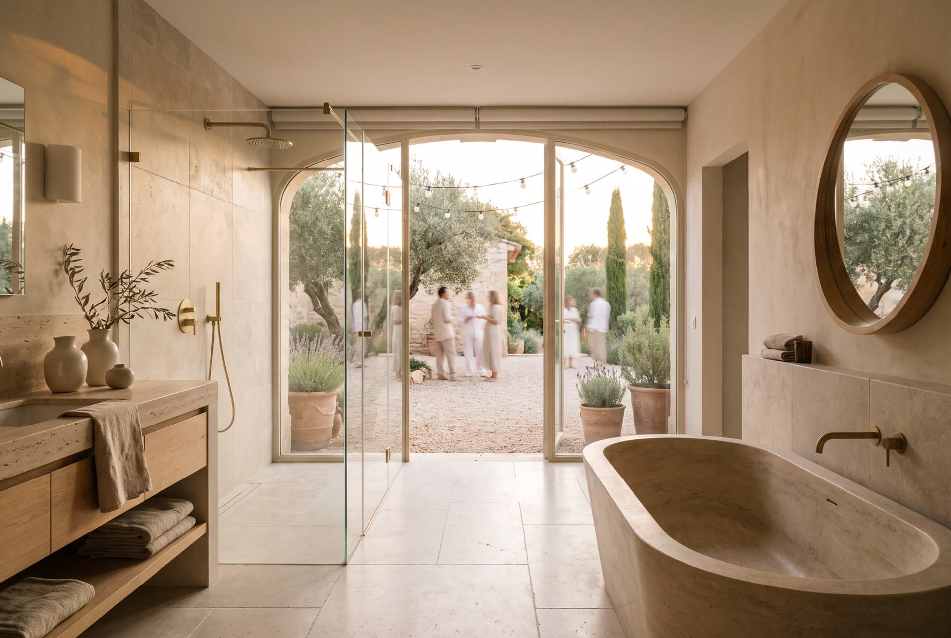 Salle d’eau contemporaine, douche à l’italienne et baignoire